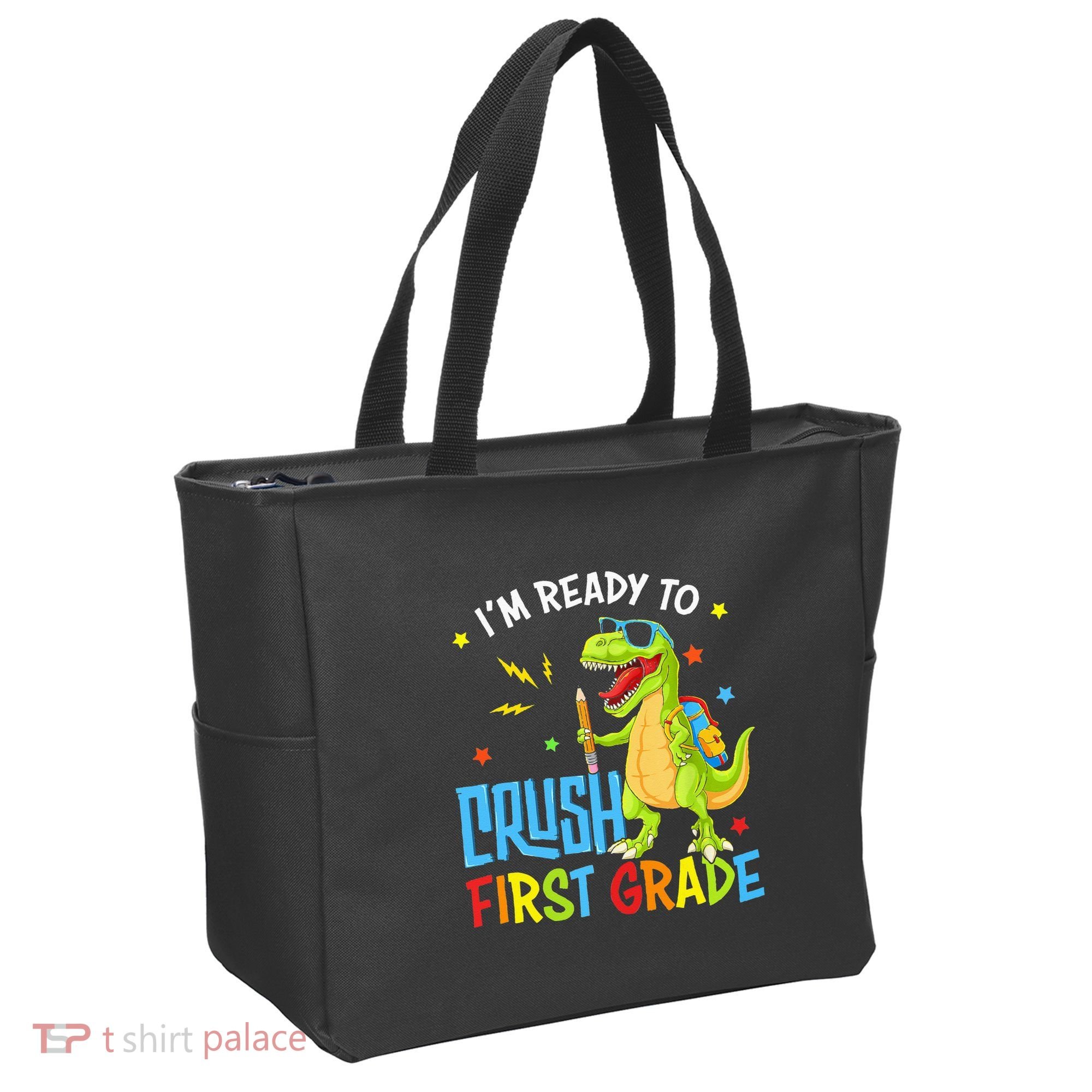 Back To School I'm Ready To Crush First Grade Dinosaur Tote Bag