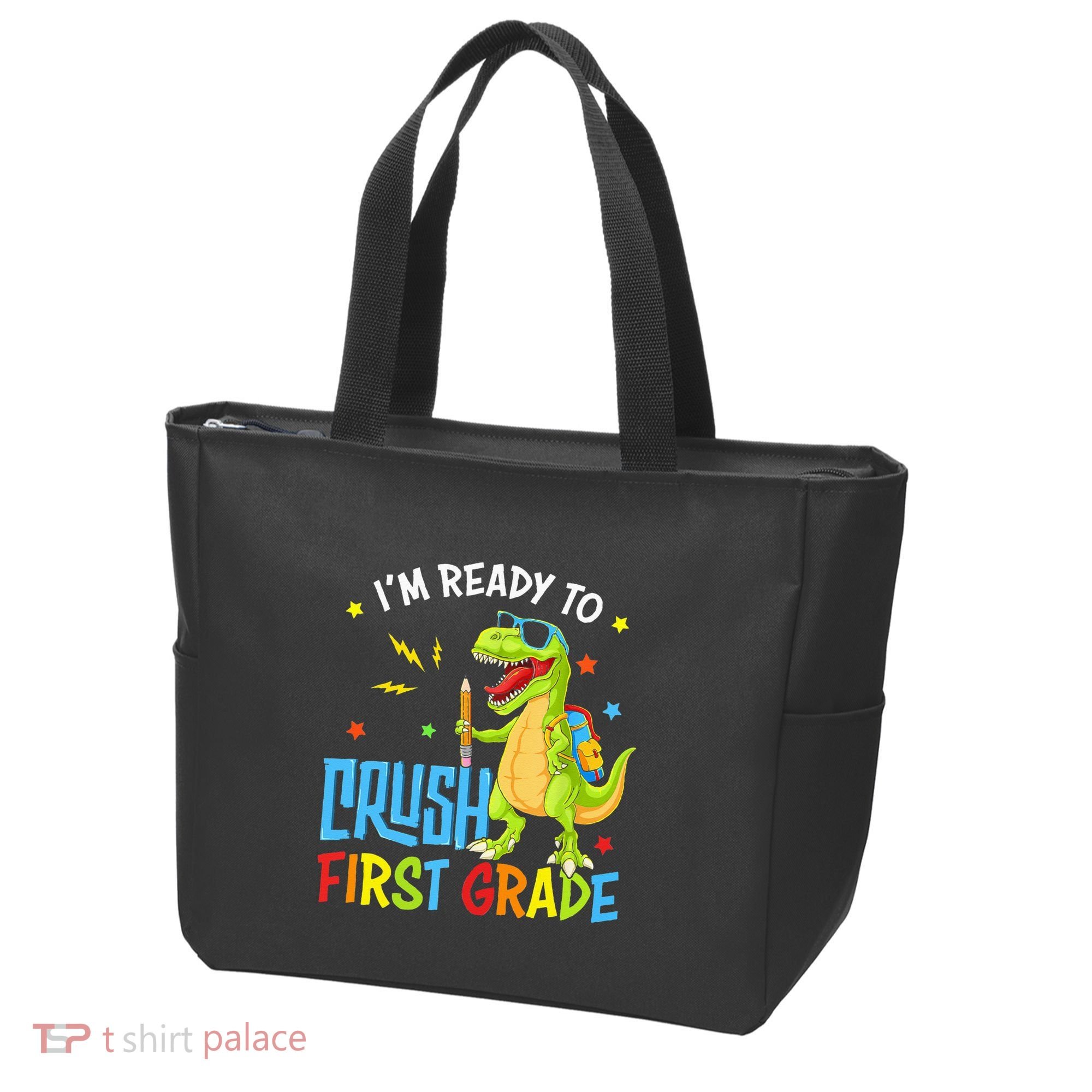 Back To School I'm Ready To Crush First Grade Dinosaur Tote Bag