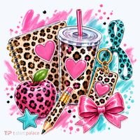 Back To School Leopard Print Cute School Supplies Kids T-Shirt thumb 4