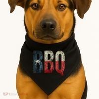 BBQ Texas State Flag Barbecue USA-Made Doggie Bandana thumb 1