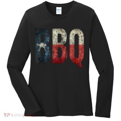 BBQ Texas State Flag Barbecue Women's Long Sleeve Shirt