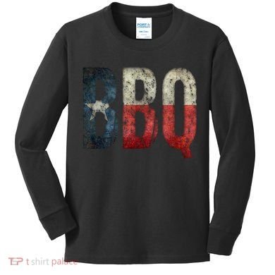 BBQ Texas State Flag Barbecue Kids Long Sleeve Shirt
