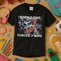 Born To Shit, Forced To Wipe Funny Meme Kids T-Shirt thumb 3