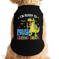 Back To School I'm Ready To Crush Second Grade Dinosaur Doggie Tank thumb 0