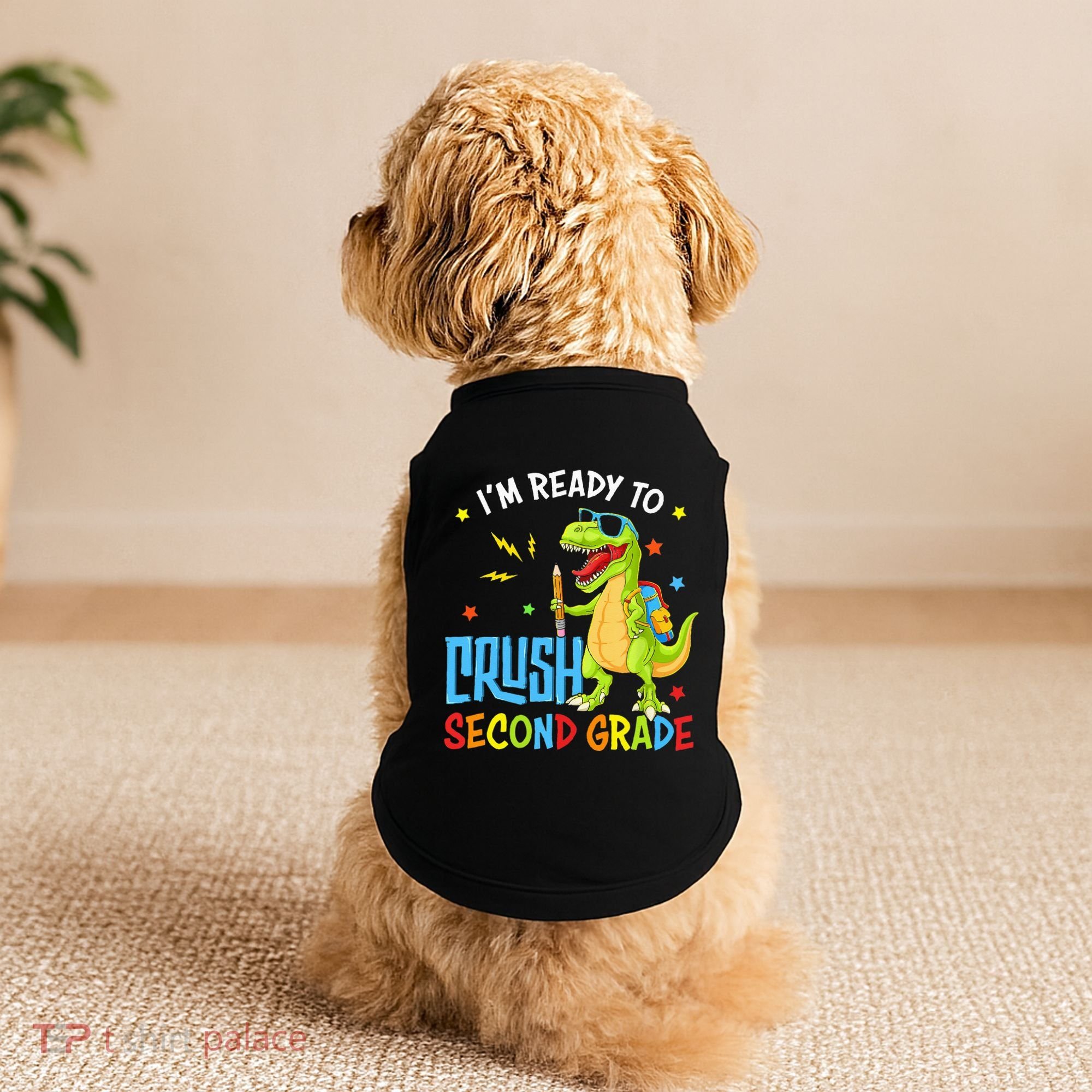 Back To School I'm Ready To Crush Second Grade Dinosaur Doggie Tank