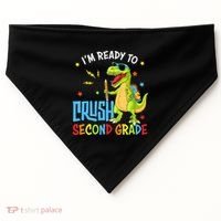 Back To School I'm Ready To Crush Second Grade Dinosaur USA-Made Doggie Bandana thumb 0