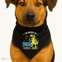 Back To School I'm Ready To Crush Second Grade Dinosaur USA-Made Doggie Bandana thumb 1