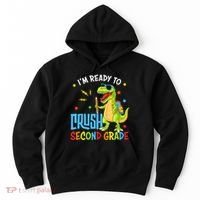 Back To School I'm Ready To Crush Second Grade Dinosaur Hoodie thumb 0