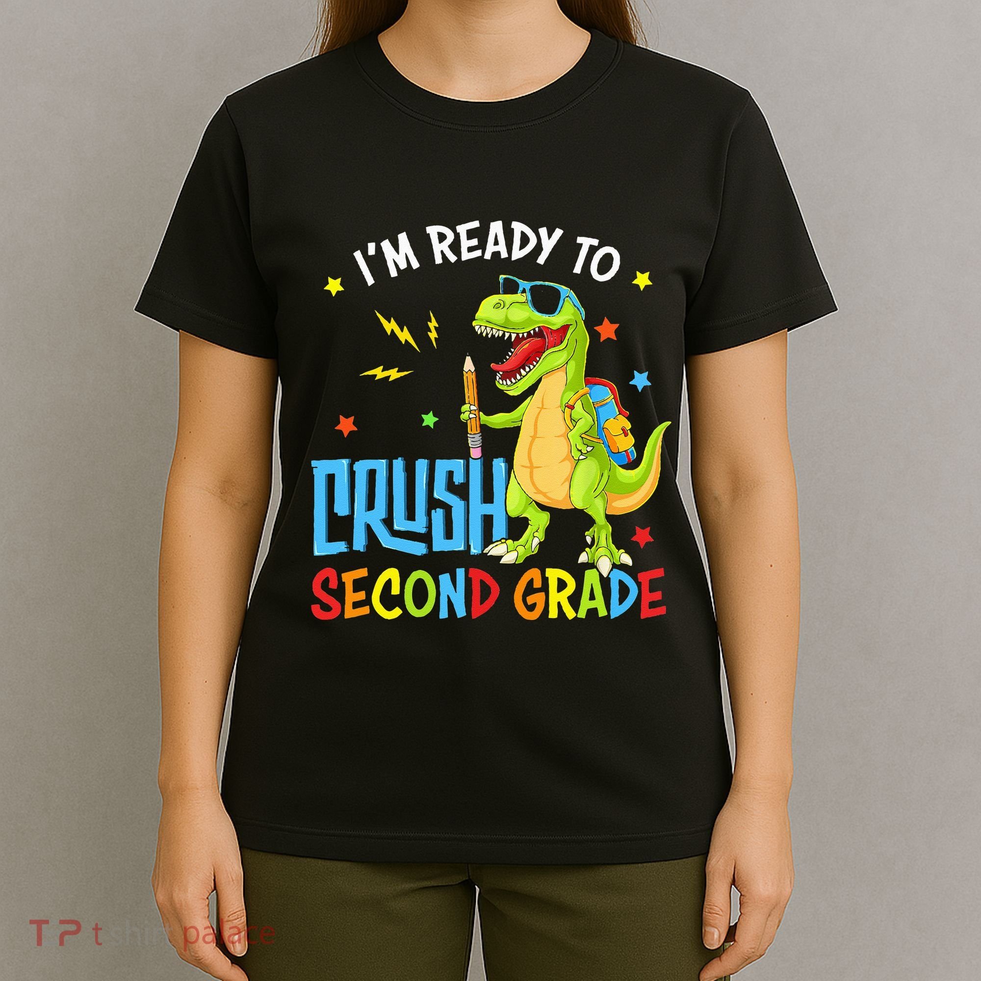 Back To School I'm Ready To Crush Second Grade Dinosaur T-Shirt
