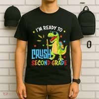 Back To School I'm Ready To Crush Second Grade Dinosaur T-Shirt thumb 6