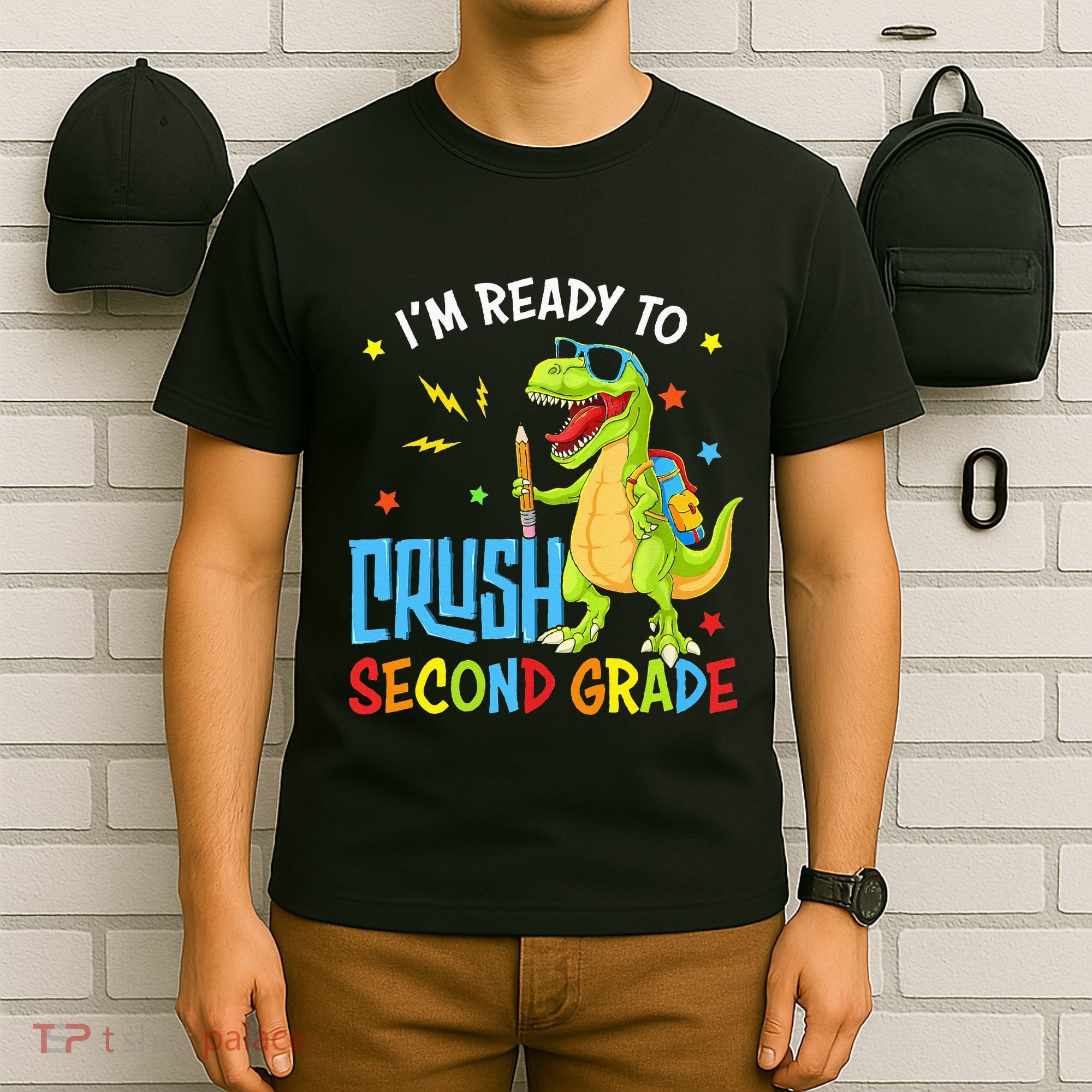 Back To School I'm Ready To Crush Second Grade Dinosaur T-Shirt