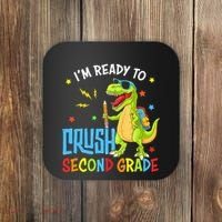 Back To School I'm Ready To Crush Second Grade Dinosaur Coaster thumb 0