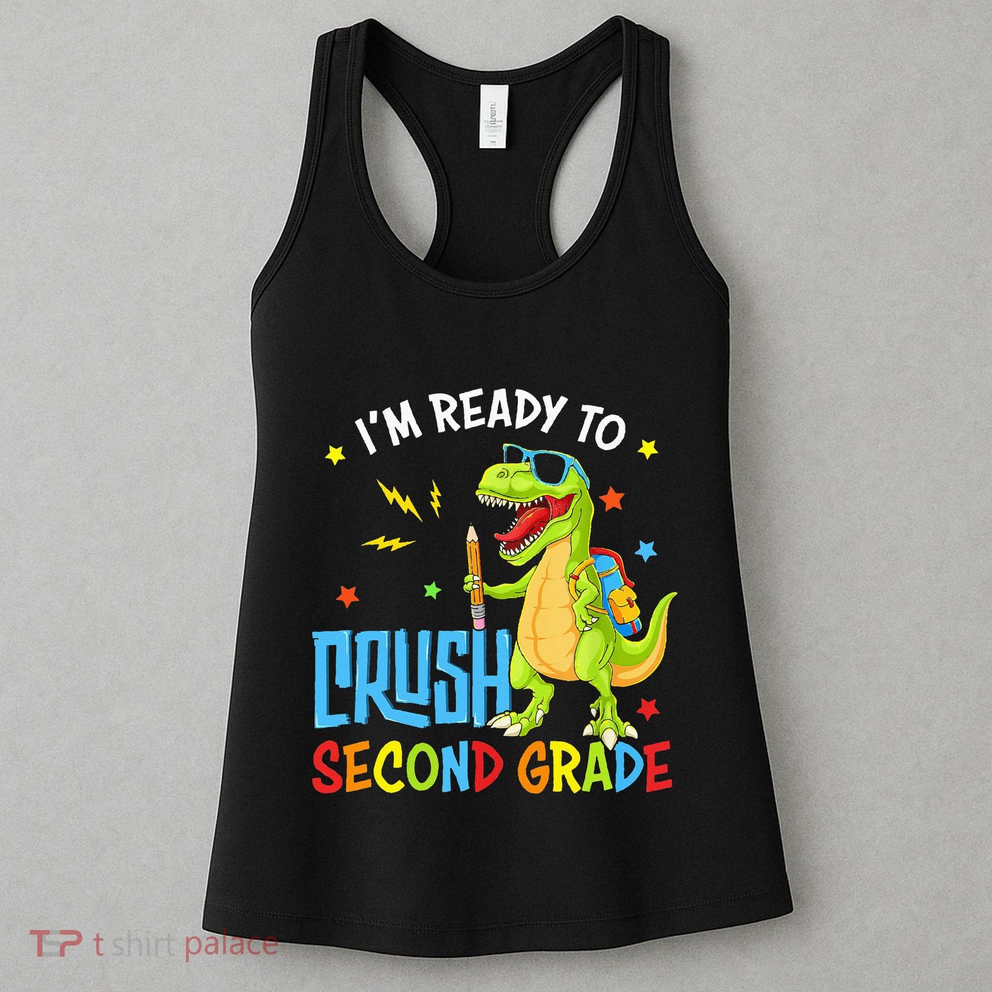 Back To School I'm Ready To Crush Second Grade Dinosaur Women's Tank Top