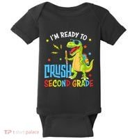 Back To School I'm Ready To Crush Second Grade Dinosaur Baby Bodysuit thumb 0