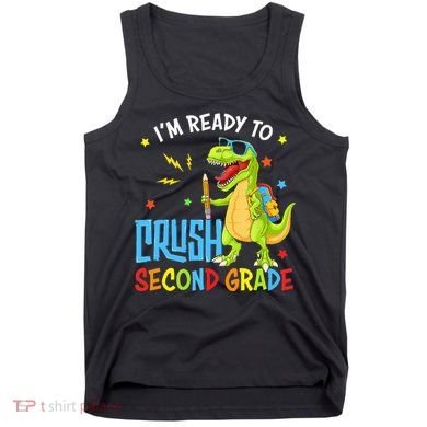 Back To School I'm Ready To Crush Second Grade Dinosaur Tank Top