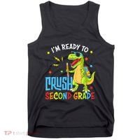 Back To School I'm Ready To Crush Second Grade Dinosaur Tank Top thumb 0
