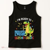 Back To School I'm Ready To Crush Second Grade Dinosaur Tank Top thumb 2