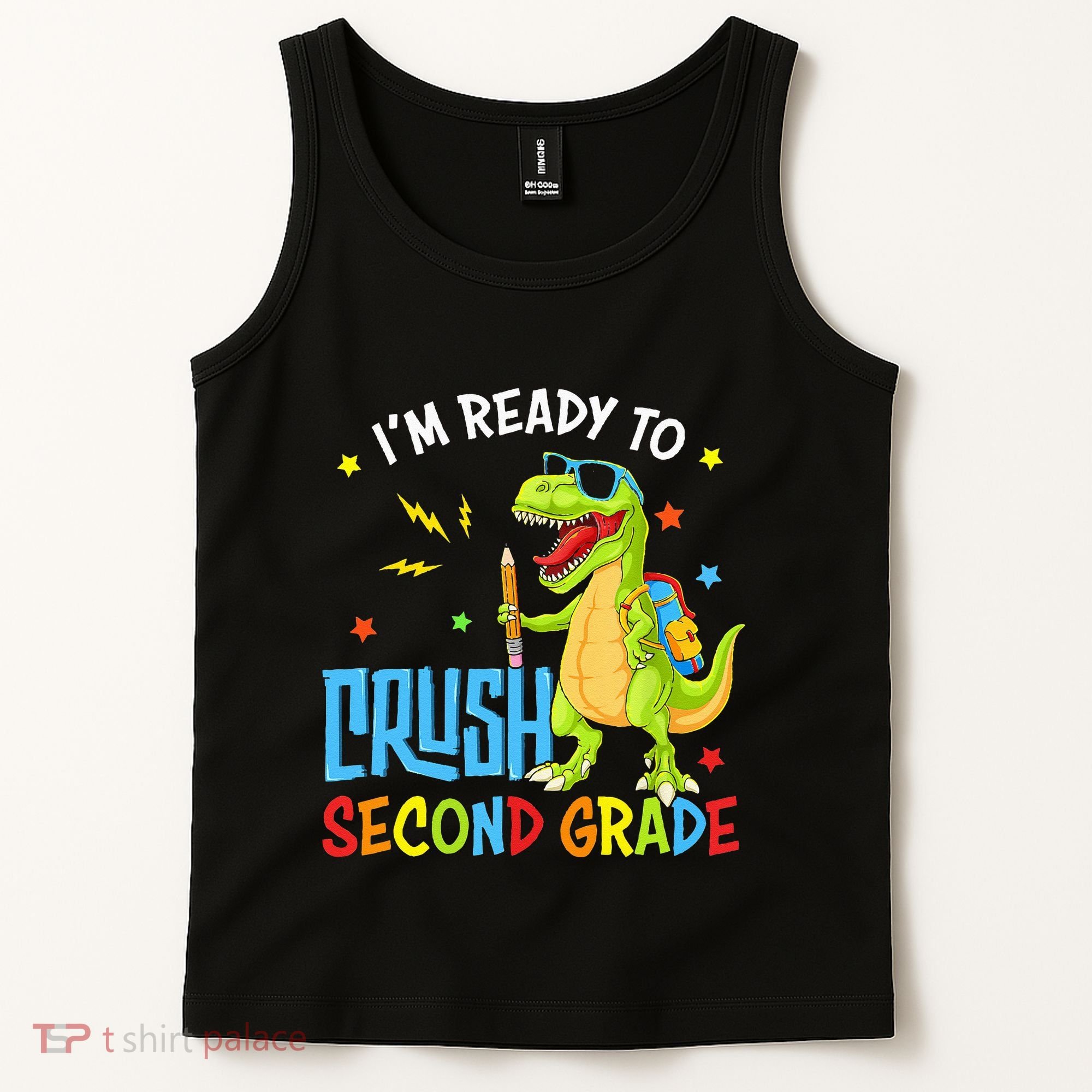 Back To School I'm Ready To Crush Second Grade Dinosaur Tank Top