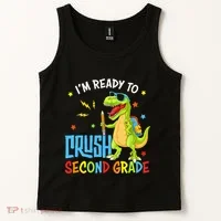 Back To School I'm Ready To Crush Second Grade Dinosaur Tank Top thumb 2