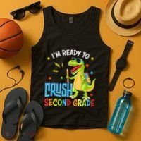 Back To School I'm Ready To Crush Second Grade Dinosaur Tank Top thumb 4