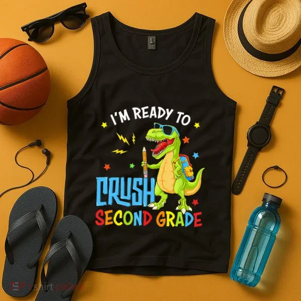 Back To School I'm Ready To Crush Second Grade Dinosaur Tank Top