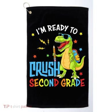 Back To School I'm Ready To Crush Second Grade Dinosaur Golf Towel