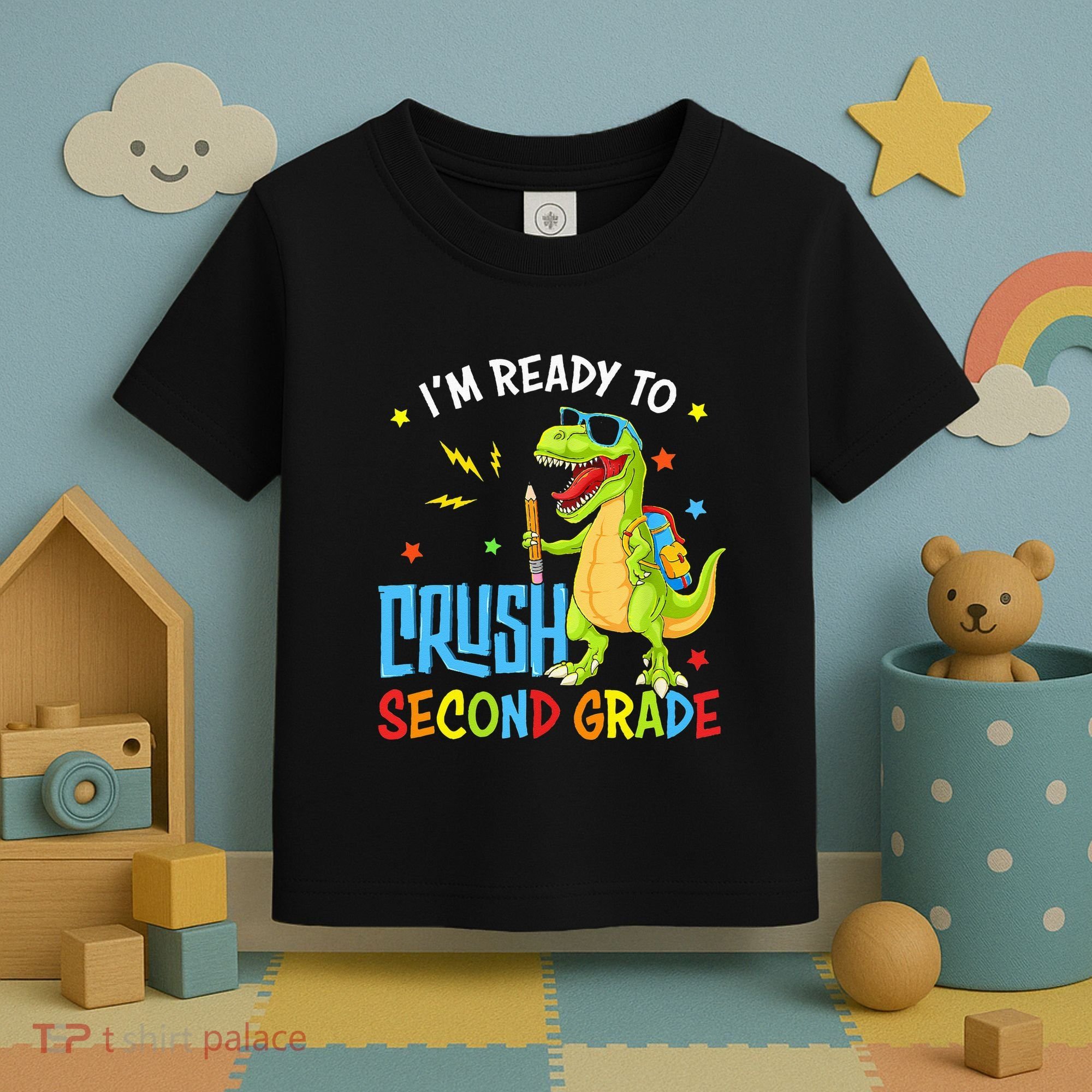 Back To School I'm Ready To Crush Second Grade Dinosaur Toddler T-Shirt