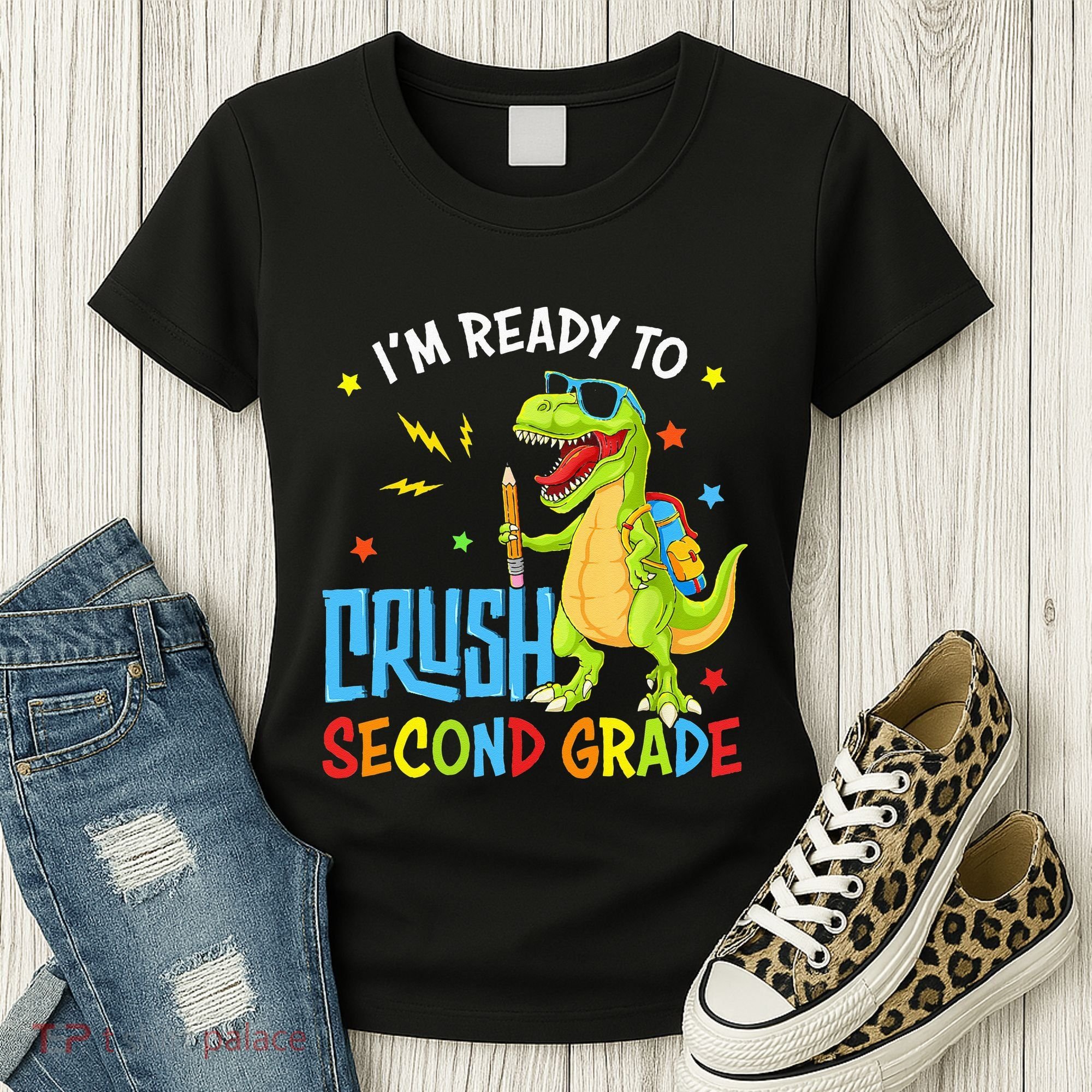 Back To School I'm Ready To Crush Second Grade Dinosaur Women's T-Shirt