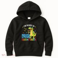 Back To School I'm Ready To Crush Second Grade Dinosaur Kids Hoodie thumb 0
