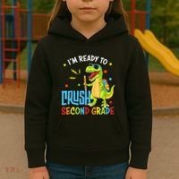 Back To School I'm Ready To Crush Second Grade Dinosaur Kids Hoodie thumb 3