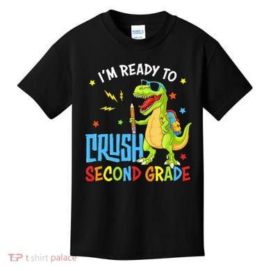 Back To School I'm Ready To Crush Second Grade Dinosaur Kids T-Shirt