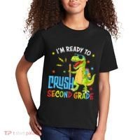 Back To School I'm Ready To Crush Second Grade Dinosaur Kids T-Shirt thumb 2