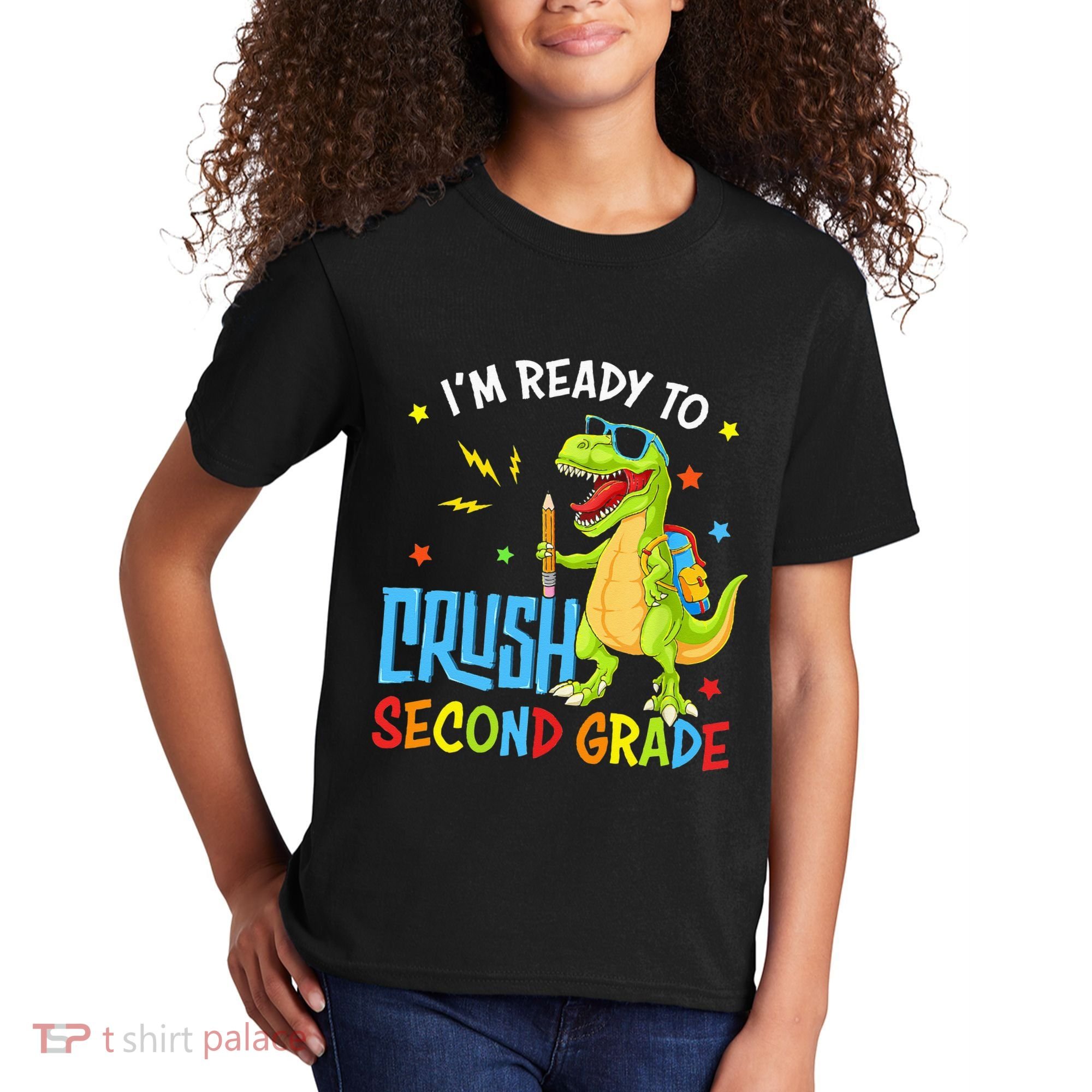 Back To School I'm Ready To Crush Second Grade Dinosaur Kids T-Shirt
