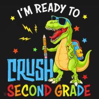 Back To School I'm Ready To Crush Second Grade Dinosaur Kids T-Shirt thumb 4
