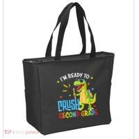 Back To School I'm Ready To Crush Second Grade Dinosaur Tote Bag thumb 2