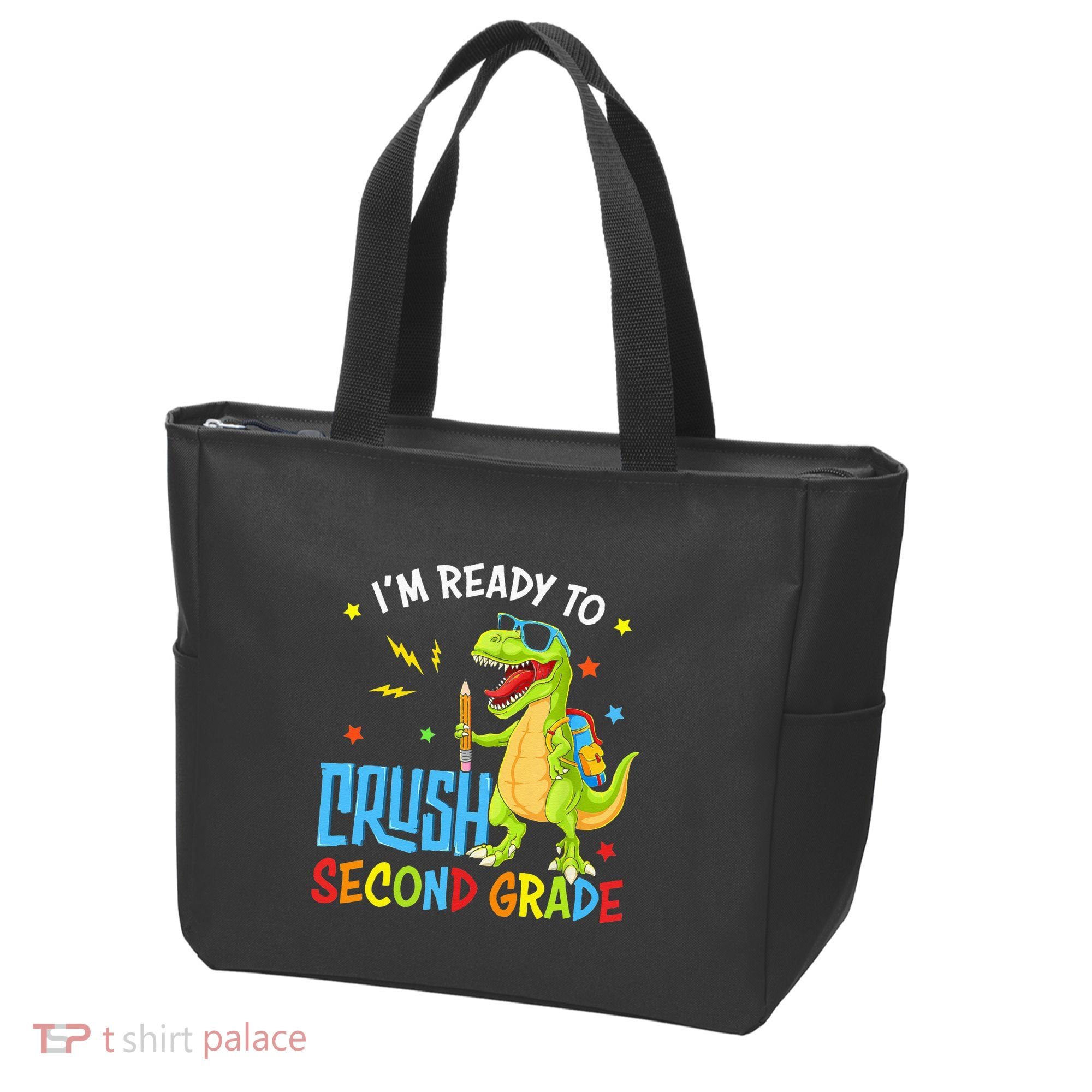 Back To School I'm Ready To Crush Second Grade Dinosaur Tote Bag