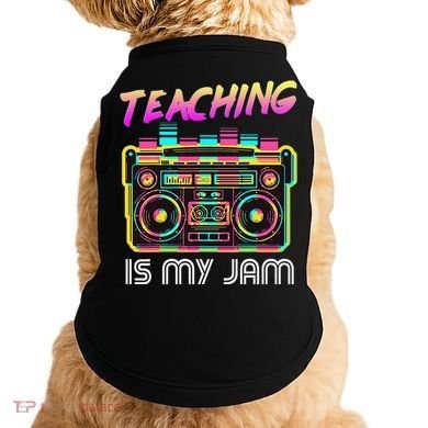 Back to School Retro Teaching is My Jam 80s Teacher Boombox Doggie Tank