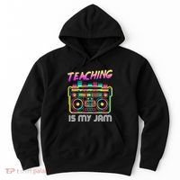Back to School Retro Teaching is My Jam 80s Teacher Boombox Hoodie thumb 0