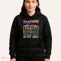 Back to School Retro Teaching is My Jam 80s Teacher Boombox Hoodie thumb 5