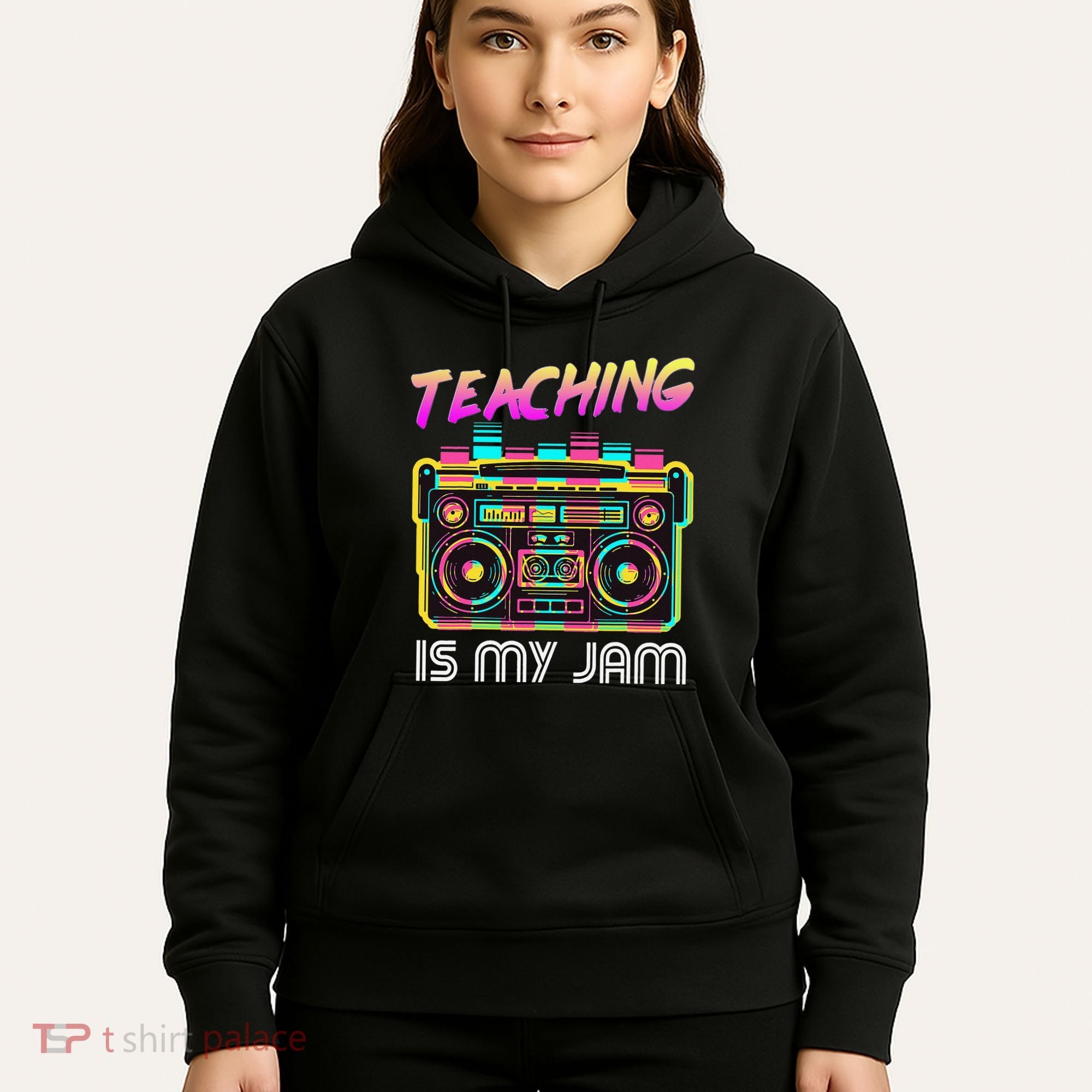 Back to School Retro Teaching is My Jam 80s Teacher Boombox Hoodie