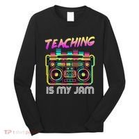 Back to School Retro Teaching is My Jam 80s Teacher Boombox Long Sleeve Shirt thumb 0