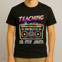 Back to School Retro Teaching is My Jam 80s Teacher Boombox T-Shirt thumb 3
