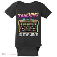 Back to School Retro Teaching is My Jam 80s Teacher Boombox Baby Bodysuit thumb 0
