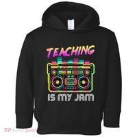Back to School Retro Teaching is My Jam 80s Teacher Boombox Toddler Hoodie thumb 0
