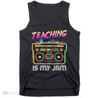 Back to School Retro Teaching is My Jam 80s Teacher Boombox Tank Top thumb 0