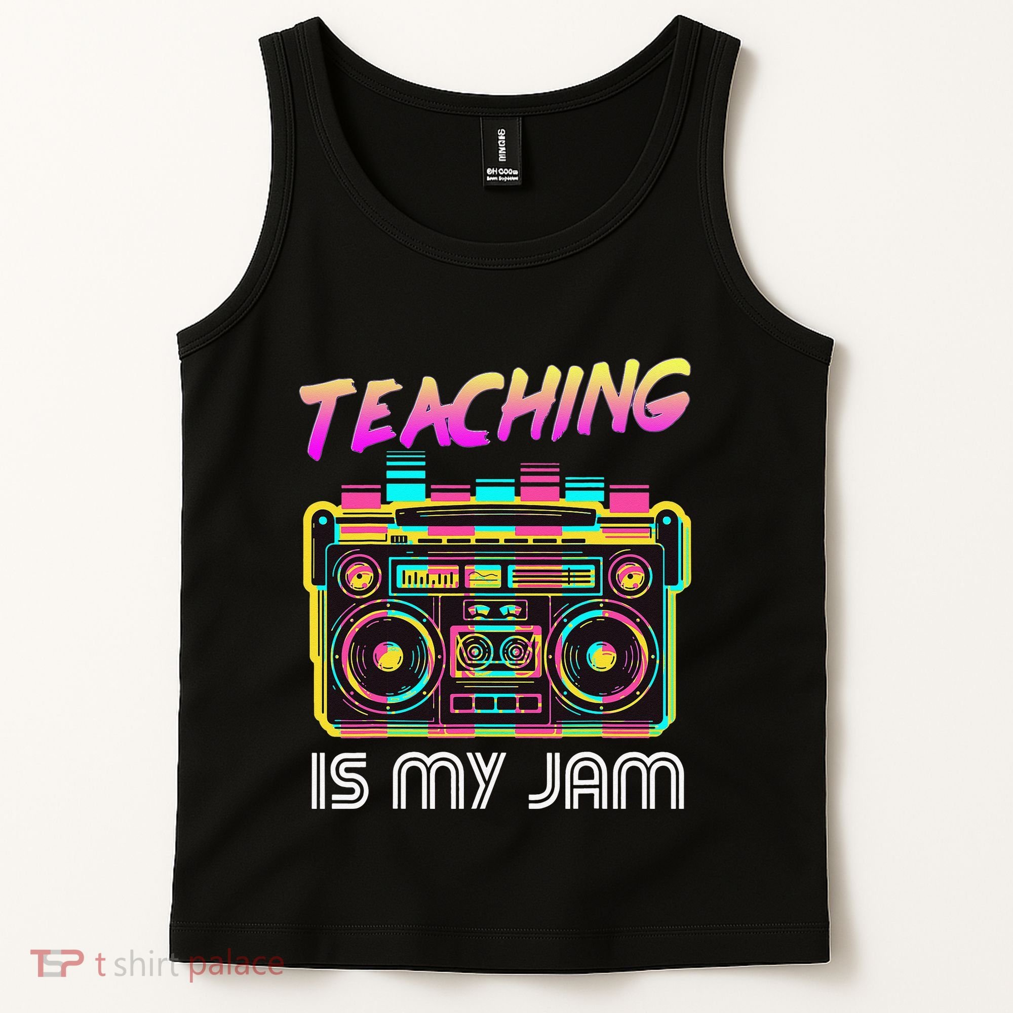 Back to School Retro Teaching is My Jam 80s Teacher Boombox Tank Top