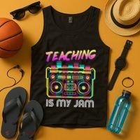 Back to School Retro Teaching is My Jam 80s Teacher Boombox Tank Top thumb 4