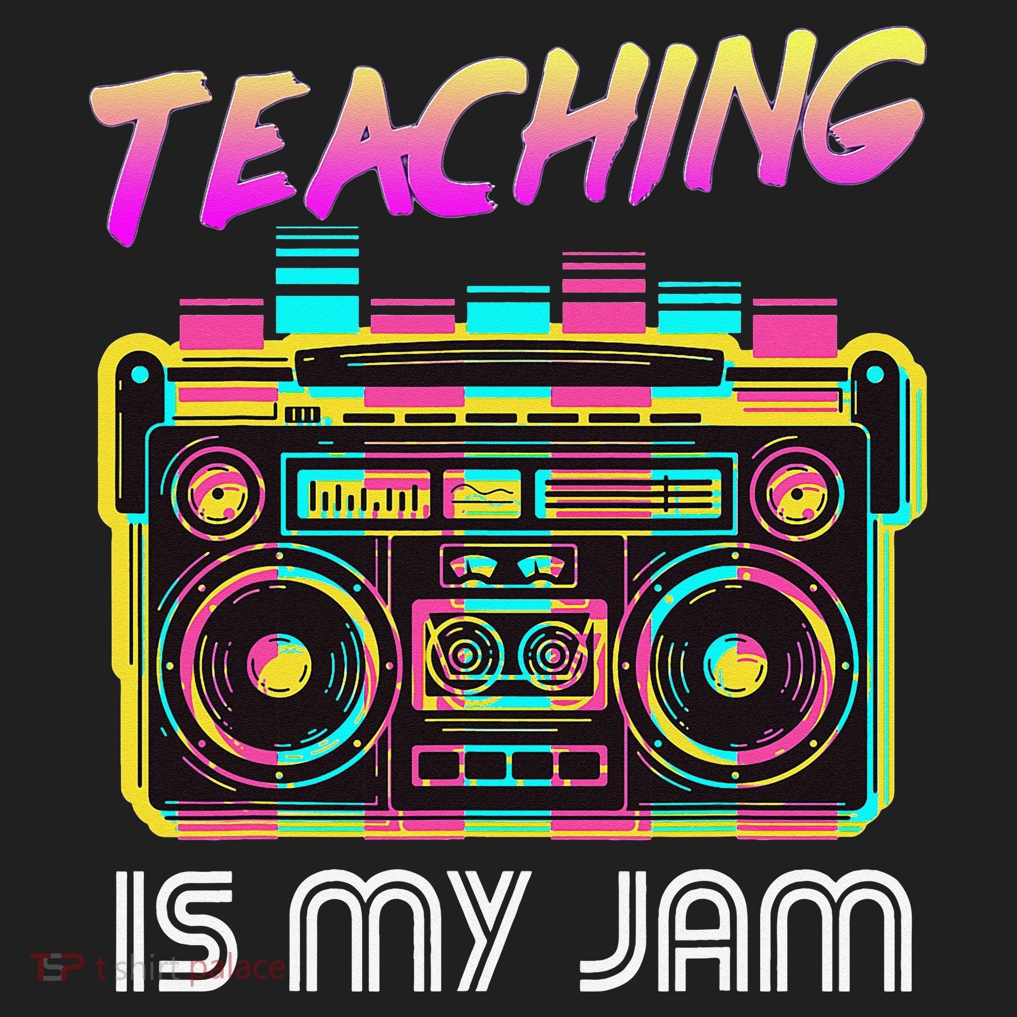 Back to School Retro Teaching is My Jam 80s Teacher Boombox Golf Towel