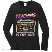 Back to School Retro Teaching is My Jam 80s Teacher Boombox Women's Long Sleeve Shirt thumb 0
