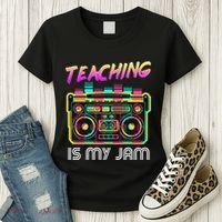 Back to School Retro Teaching is My Jam 80s Teacher Boombox Women's T-Shirt thumb 3